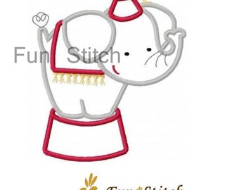 Circus elephant applique machine embroidery design