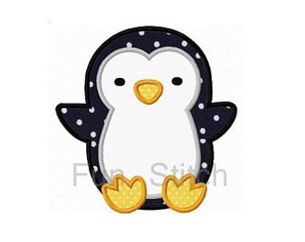 Cute penguin applique machine embroidery design