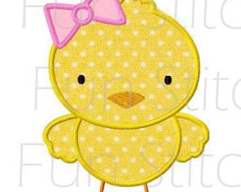 Easter girl chick applique machine embroidery design instant download
