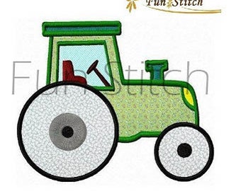 Farm tractor applique machine embroidery design digital pattern instant download