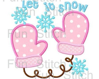 Winter mittens applique machine embroidery design