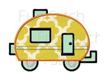 camping camper applique machine embroidery design