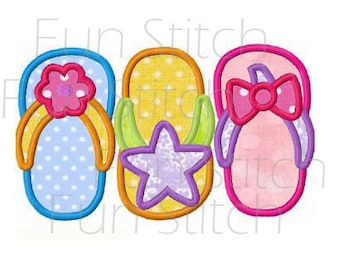 Summer flip flop sandals machine embroidery design applique