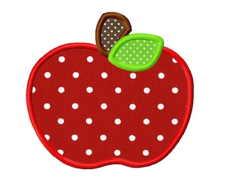 Diseño de bordado a máquina con aplique de manzana