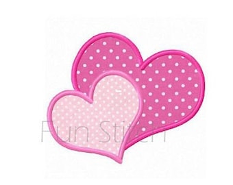 Diseño de bordado a máquina con apliques de corazones de San Valentín