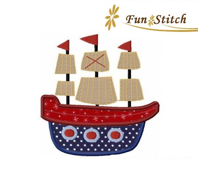 Pirate ship applique machine embroidery design  etsy Pirate ship applique machine embroidery design  etsy