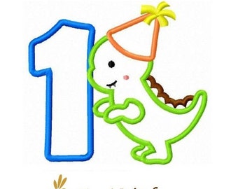 dino dinosaur birthday applique numbers machine embroidery design