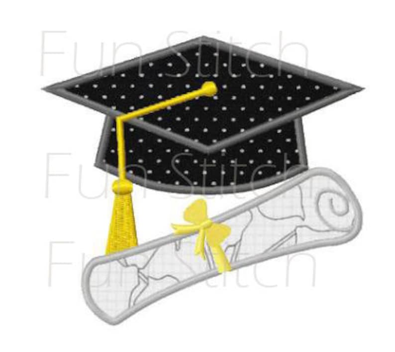 Graduation hat applique machine embroidery design instant Etsy