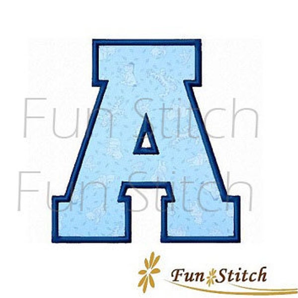 26 sports varsity applique machine embroidery font letters