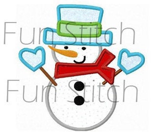 Winter snowman applique machine embroidery design