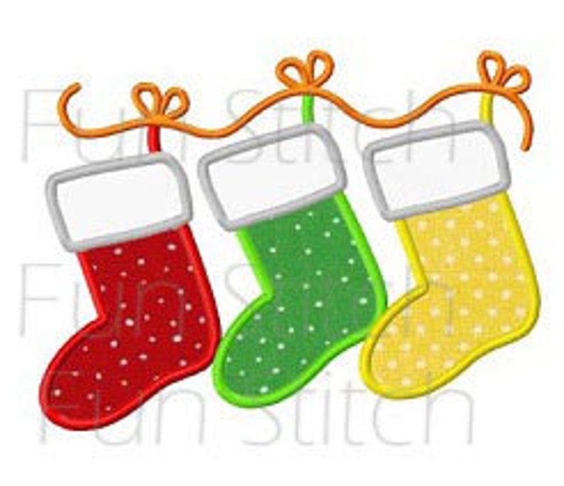 Christmas stockings applique machine embroidery design image 1