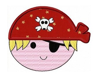 Diseño de bordado a máquina con aplique de niño pirata