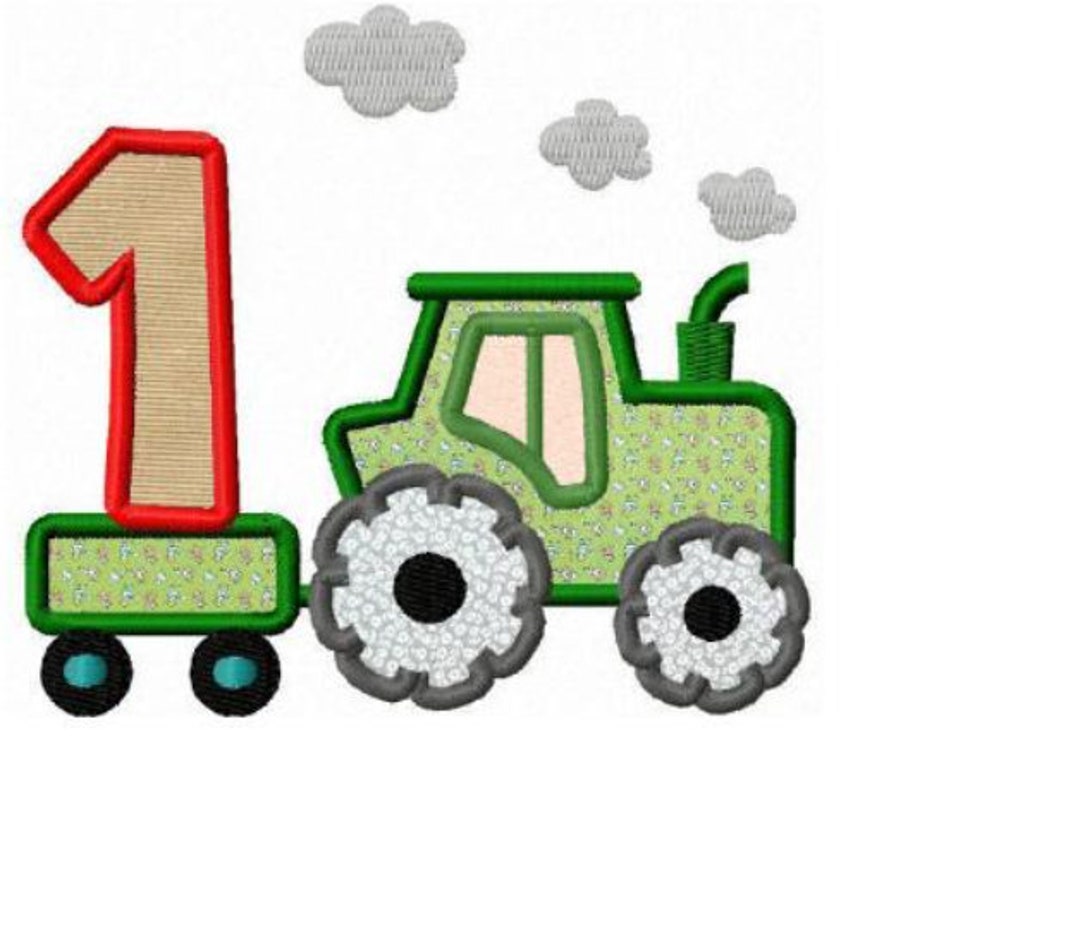 Tractor Number Birthday Applique Machine Embroidery Designs Etsy