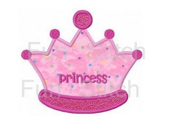 princess crown applique machine embroidery design