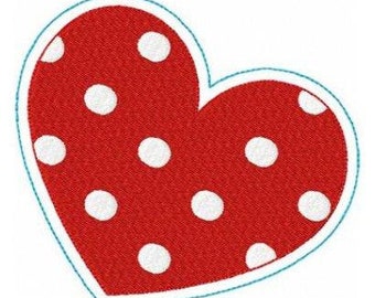 Diseño de bordado a máquina con forma de corazón punteado para San Valentín