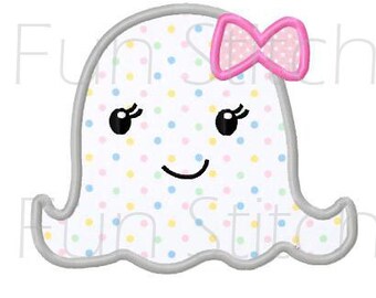 Girly ghost applique Halloween machine embroidery design