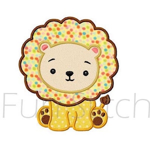 Baby lion applique machine embroidery design instant download