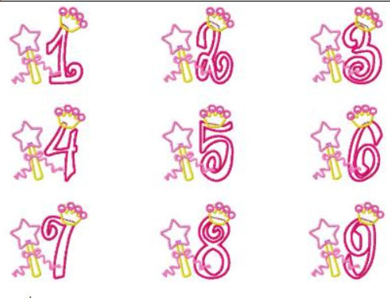 Princess Birthday Applique Numbers Machine Embroidery Designs - Etsy