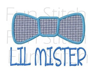 Lil mister tie applique machine embroidery design instant download