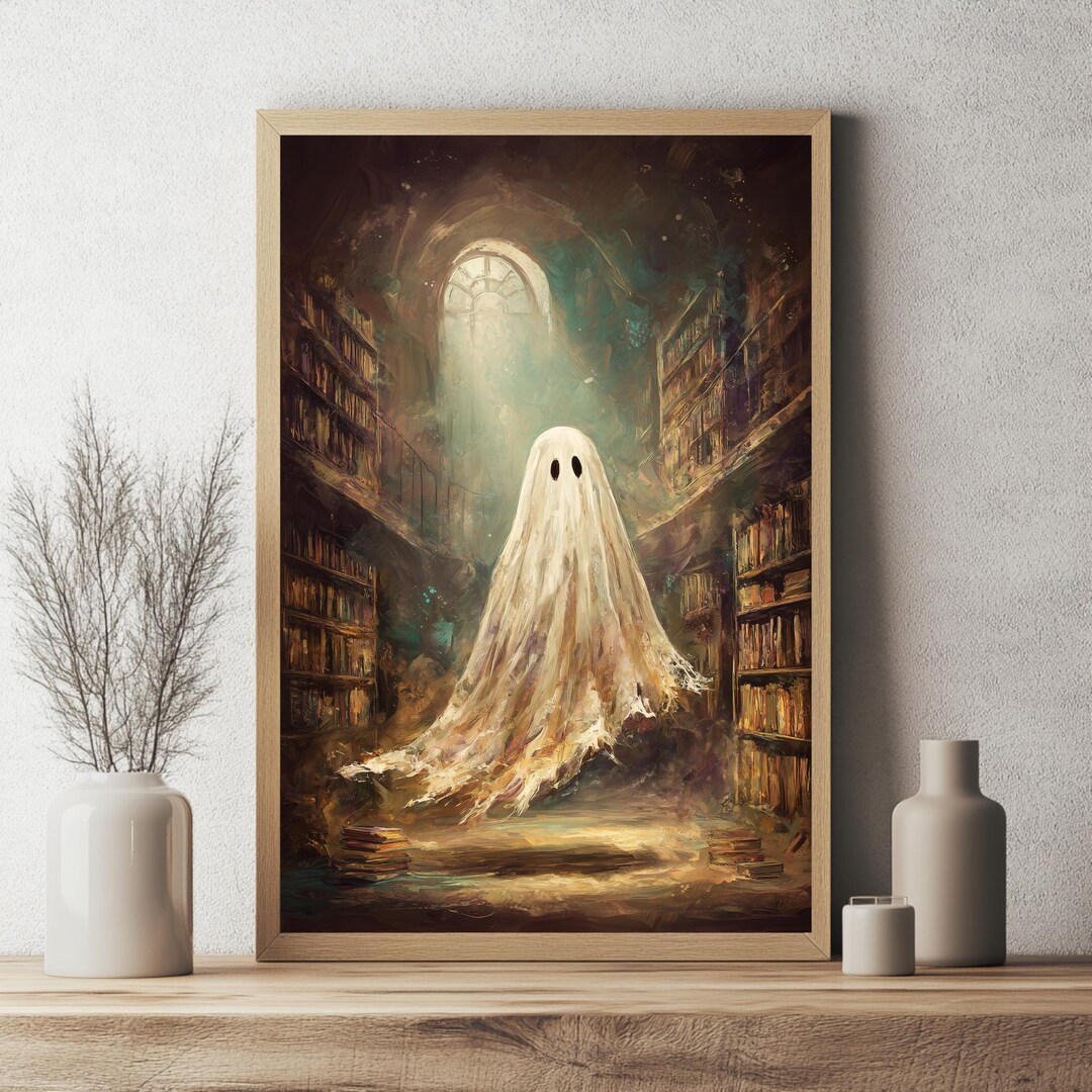 Library Ghost Art Print, Spooky Halloween Decor (digital Download) - Etsy