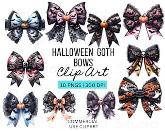 Halloween Goth Bows PNG: Spooky Pumpkin Clip Art (Digital Download)