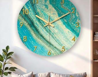 Fluid Marble Style Wall Clock, Silent Quartz Movement, Home Decor
