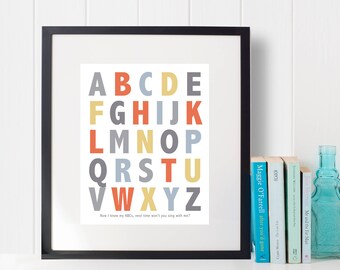 Instant Download: Digital 8x10 nursery print ABCs alphabet in Four colorways