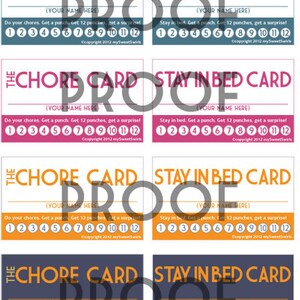 INSTANT DOWNLOAD: DIY Printable Punch Cards 4 Colors, Chore Cards, Stay ...
