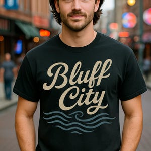 Bluff City T Shirt Memphis River Waves Design Retro Southern Tee Comfort Colors Style Graphic Shirt Tennessee Pride Apparel