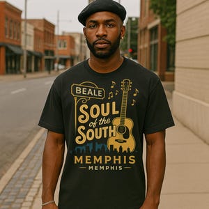 Soul of the South Memphis T Shirt Beale Street Guitar & Skyline Tee  Retro Music City Shirt Comfort Colors Style Southern Apparel