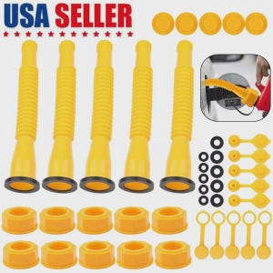 Replacement Gas Can Spout Nozzle Vent Kit (5x Spouts, Caps)