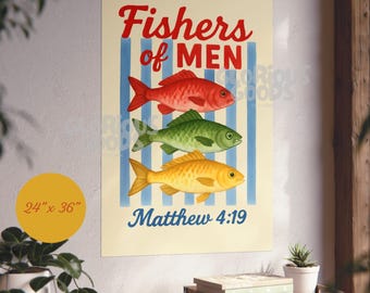 Fishers of Men Fine Art Poster, Bible Verse Wall Art, Home Decor, Faith Inspired Gift, Christian Art Print, Matthew 4:19,