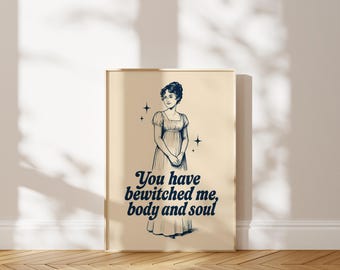 Arte digital de Jane Austen / Cita de Orgullo y Prejuicio / Decoración de Jane Austen / Impresión de arte literario / Regalo de arte mural / Decoración de literatura clásica