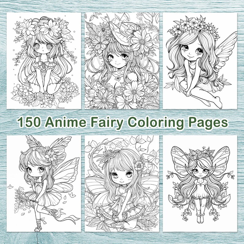 Anime Fairy Garden Magic, 120 Cute Fairy Coloring Pages, Fantasy
