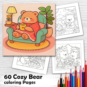 60 Cozy Bear Coloring Sheets – Fun and Adorable Bear Activities for Kids – Digital PDF File
