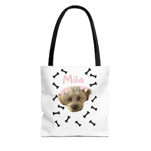 Personalized Dog Tote Bag with Custom Pet Photo Design, Pet Lover Gift, Dog Mom Tote, Cute Animal Bag, Unique Pet Gift