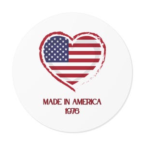 Patriotic Heart Vinyl Stickers - Made in America, USA Decor, Vintage Style Stickers, 4th of July, Americana Gifts, DIY Crafts