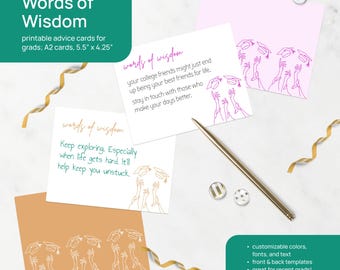 Graduation Advice Card Printable – A2 Size (5.5x4.25) Guest Keepsake for Grad Party | Words of Wisdom Card PDF