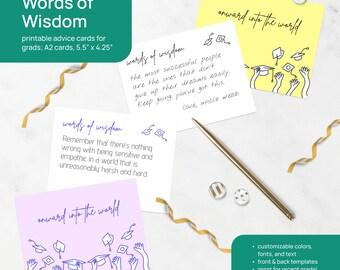 Graduation Advice Card Printable – A2 (5.5x4.25) Guest Keepsake, Alternate Design | Grad Party Words of Wisdom PDF