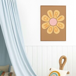Girl Hood Digital Wall Art, Girls Playroom Decor, Kids Room, Nursery Decor, Flower Wall Art, Girls Room Decor,