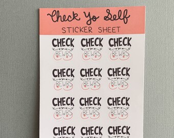 Check Yer Bewbs Sticker Sheet - Self Exam Reminder Calendar Stickers