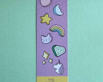 Cute Pastel Illustrated Marshmallows Bookmark