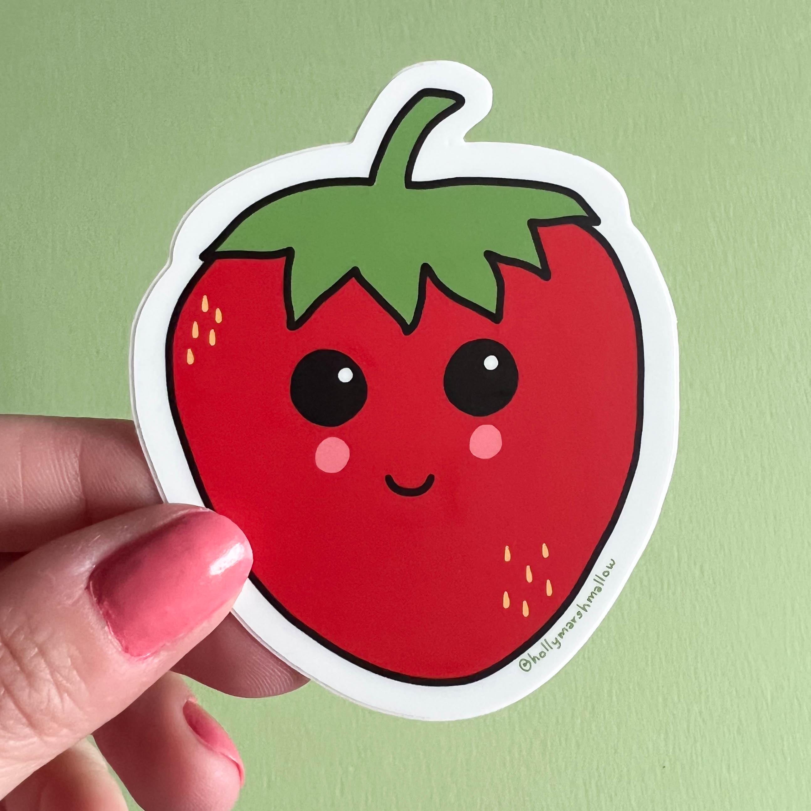 Cute Strawberry Die Cut Sticker - Etsy