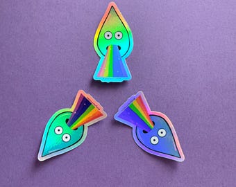 Holographic Barfing Raindrop Die Cut Sticker 3-Pack