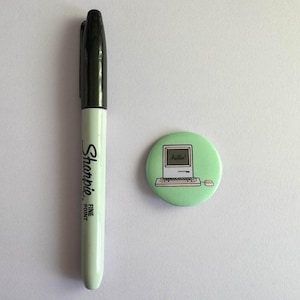 Hello Compy Hand Illustrated Button Pin
