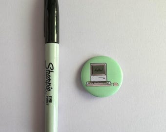 Hello Compy Hand Illustrated Button Pin