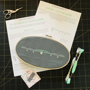 Umpqua River Bridge Oregon Bridge Embroidery Kit