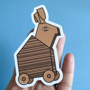 Pegatina troquelada de conejo de Troya