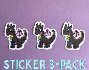 Colorful Faerie Fire Dragon Die Cut Sticker 3-Pack