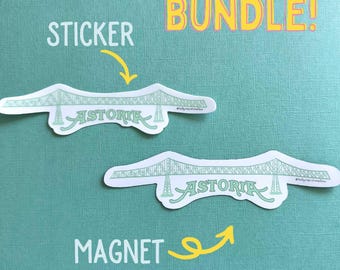 Astoria Megler Bridge Sticker and Magnet Bundle